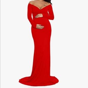 Red Maternity Photoshoot Dress